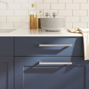 Cabinet Handle Set of 5 Silver Stainless Steel Standard...