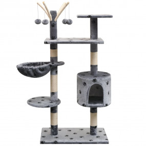 Cat Tree Grey with black paw prints