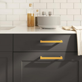Cabinet Handle Set of 10 Gold Stainless Steel Medium Du...