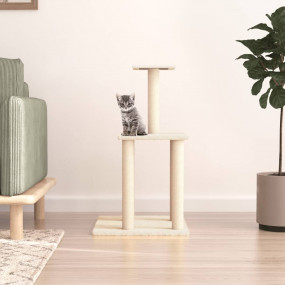 Cat Tree Cream Engineered wood, Plush, Sisal Medium Stu...