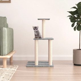Cat Tree Light grey Engineered wood, plush, sisal 33.7 ...