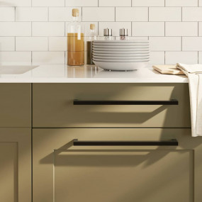 Cabinet Handle Set of 5 Black Stainless Steel Durable