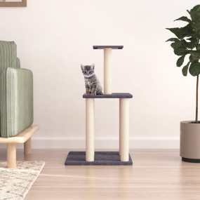 Cat Tree Dark grey Engineered wood, plush, sisal Durabl...