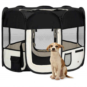 Dog Playpen Black and cream Polyester, Steel 35.4x35.4x...