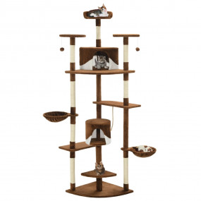 Cat Tree Brown and White Engineered wood, plush fabric,...