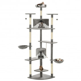 Cat Tree Grey and White Engineered wood Large Cat Playg...