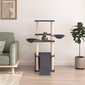 Cat Tree Dark Grey Engineered wood 52.4 in tall Built t...
