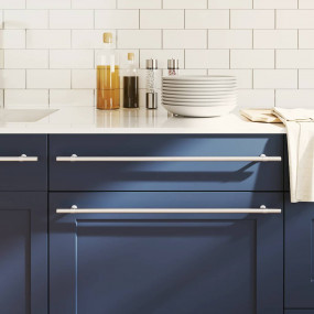 Cabinet Handle Set of 5 Silver Stainless Steel Standard...