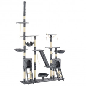 Cat Tree Grey with paw prints Plush, Particle board, Si...