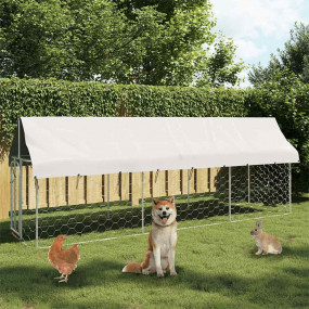 Dog Kennel Silver Galvanized steel, 100% polyethylene L...