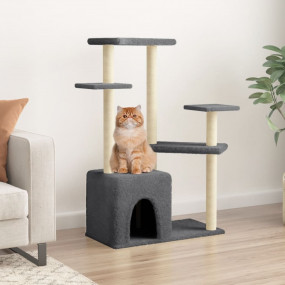 Cat Tree Dark Grey Engineered wood, plush, sisal Extra-...