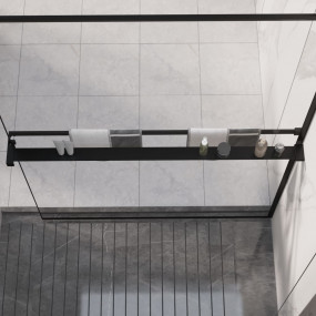 Shower Shelf Black Aluminum alloy 45.3 x 6.1 x 1.2 in