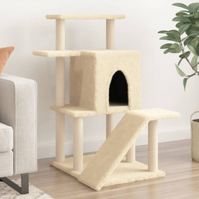 Cat Tree Cream Engineered wood, plush, sisal 38.2 in ta...