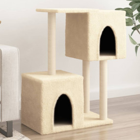 Cat Tree Cream Engineered wood, Plush, Sisal Durable Ca...