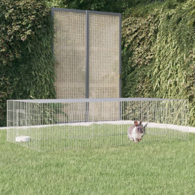 Rabbit Cage Silver Galvanized Iron Large Rabbit Cage