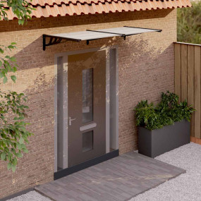 Door Canopy Black and Transparent Polycarbonate 78.3 in...