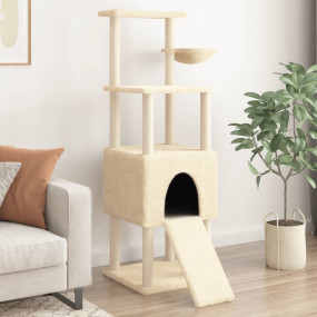 Cat Tree Cream Engineered wood, Plush, Sisal 60.2 in ta...