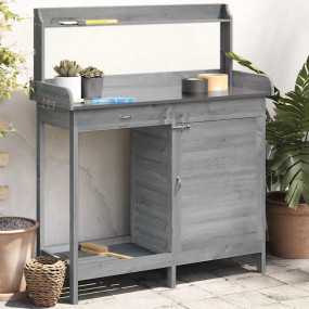 Potting Table Grey Solid fir wood 43.5 in x 17.7 in x 4...