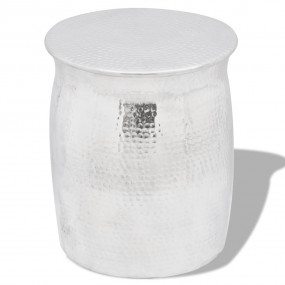 Imag:Side Table Silver Aluminum Decorative Inlays Aluminum Side Table