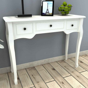 Imag:Console Table White MDF and Pinewood Compact Console Table