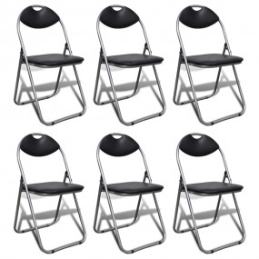 Chair Set of 6 Black Steel frame + faux leather Standar...