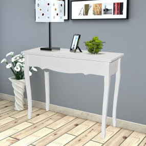 Imag:Console Table White MDF and Pinewood Compact Stylish Design