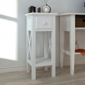 Telephone Table White MDF Compact Side Table Square