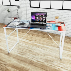 Desk Tempered Glass, Iron Modern Desk Rectangular Moder...