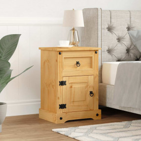 Bedside Cabinet Brown Solid pinewood Medium Bedside Cab...