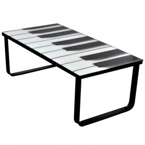 Coffee Table Black and White Tempered Glass, Iron Small...
