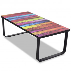 Coffee Table Rainbow print on top with black frame