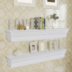 Wall Shelf White MDF Small Decorative Inlays Wall Shelf