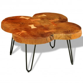 Coffee Table Brown Solid sheesham wood, powder-coated i...