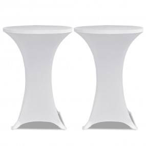 Table Cover Set of 2 White 90% Polyester, 10% Elastane ...
