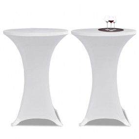 Table Cover Set of 2 White Polyester: 90%, Elastane: 10...