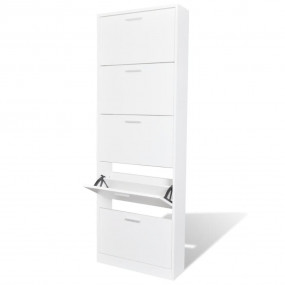 Shoe Cabinet White Engineered wood, plastic, aluminum a...