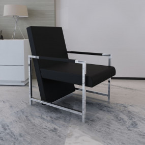 Armchair Black Artificial Leather Standard Ergonomic Ar...