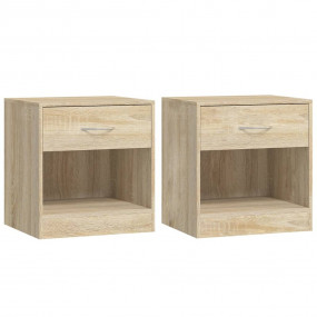 Bedside Cabinet Set of 2 Oak Engineered wood, MDF Small