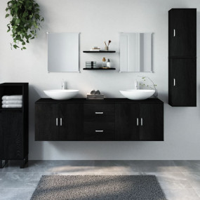Bathroom Furniture Set Black Engineered wood, glass Lar...