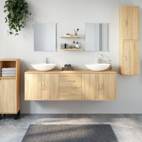 Bathroom Furniture Set Oak Engineered wood, glass Large
