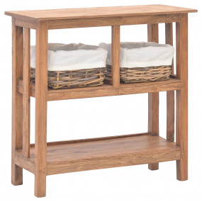 Console Table Brown Solid mahogany wood, rattan Medium