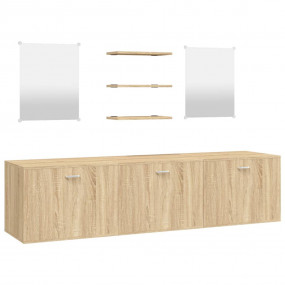 Bathroom Furniture Set Oak Engineered wood, Glass