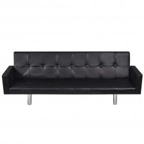 Sofa Bed Black Wooden frame, faux leather, plywood Stan...