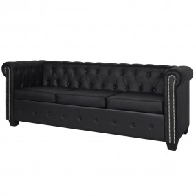 Sofa Black Artificial Leather, Wooden Frame, MDF, Plywo...