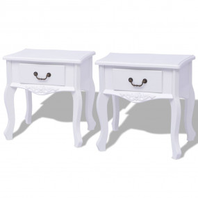 Bedside Cabinet Set of 2 White MDF Small Bedside Cabine...