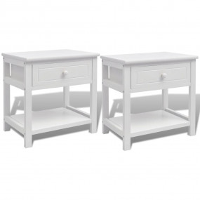 Bedside Cabinet Set of 2 White Paulownia wood, MDF, ply...