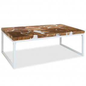 Coffee Table White Teak Wood Medium Durable Coffee Tabl...