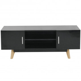 TV Cabinet High gloss black MDF, steel, beechwood Mediu...