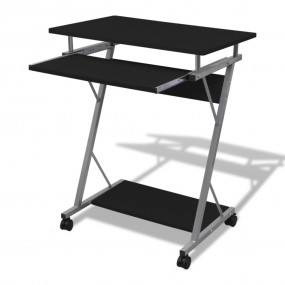 Computer Desk Black Particle Board, Powder-Coated Steel...