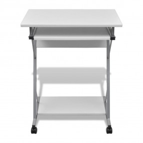 Computer Desk White Particle Board Compact Pull-Out